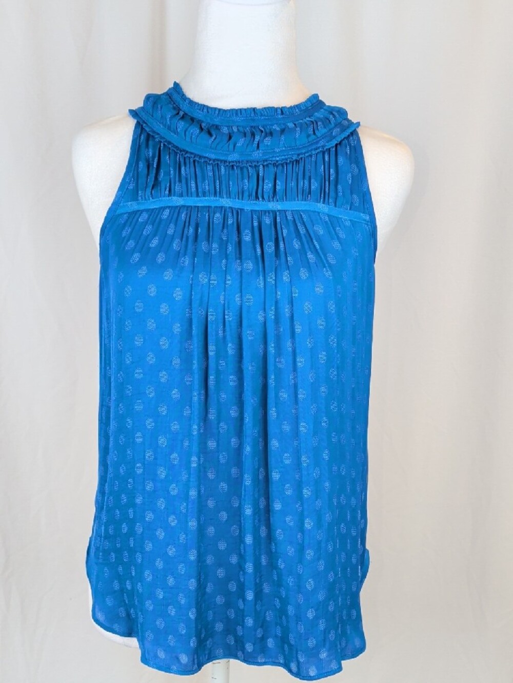 Maeve Anthropologique Clovis Pleated Tank Top Blue Sz 2